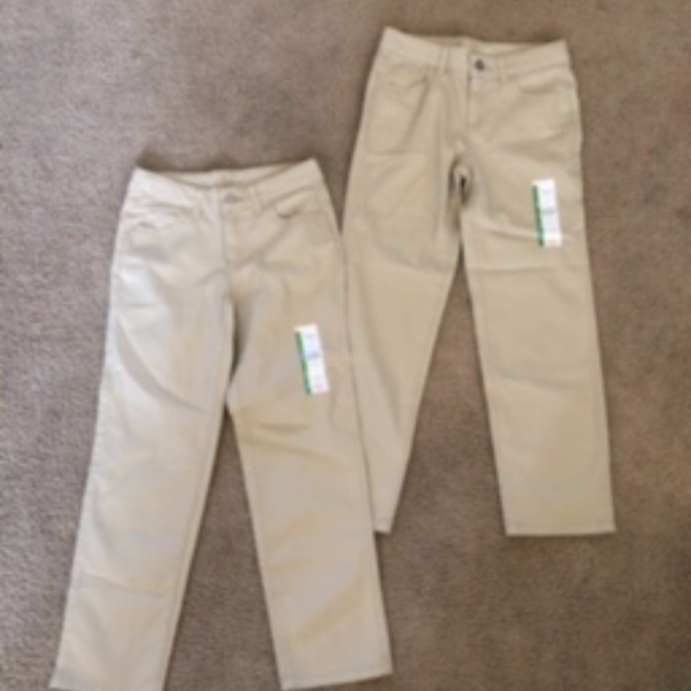 Girl’s Wonder Nation Khaki Tan Straight Stretch School Casual Pants (2) 8 NWT